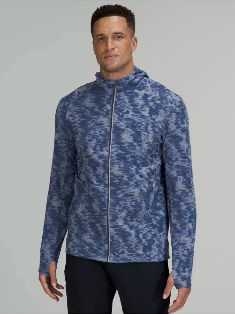 Lululemon Surge Warm Half-Zip Pullover Large Mens Blue Camo Mock-Neck